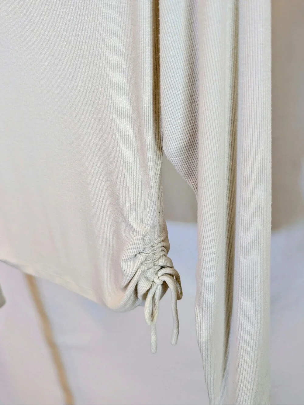 Lululemon Side-Cinch Ribbed Cardigan Bone Off White Button Top Athletic No Size